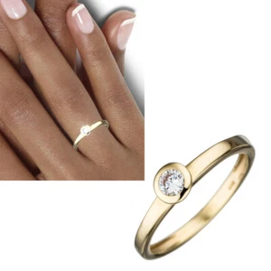 Damen 333 echt Gold Ring Gelbgold Zirkoniastein glänzend schlicht Gr 50-62 neu - Bild 1 von 3