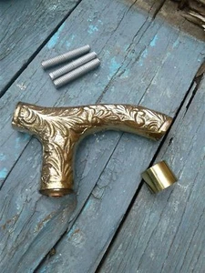 Vintage Antique Style Brass Head Victorian Walking Stick Cane Handle Men Gift - Picture 1 of 4