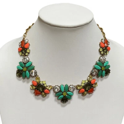 Collar Stella and Dot Elodie Naranja Verde Flores Declaración Foto 1 de 4