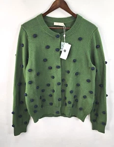 Suéter Tory Burch para mujer XL ganchillo a mano chuchería cárdigan verde ecuestre $398 - Imagen 1 de 15