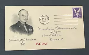 MAY 8 1945 WASHINGTON DC MACHINE CANCEL VE DAY ! WWII PATRIOTIC GEN EISENHOWER ! - Picture 1 of 2