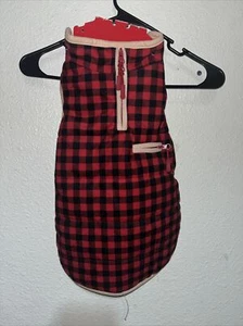 Target Flannel Plaid Red Linned Coat Medium Winter Warm Dog Vest Up To 40 Lb NEW - Picture 1 of 4