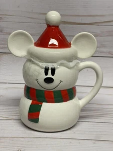 Disney Christmas Mickey Mouse Snowman Mug With Lid - Picture 1 of 2