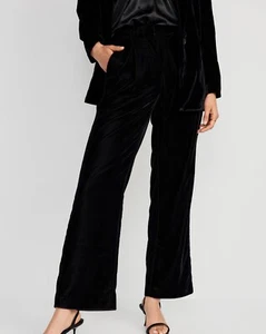 Old Navy Women's Size Small Black Extra High-Waisted Taylor Trouser Velvet Pants - Picture 1 of 8