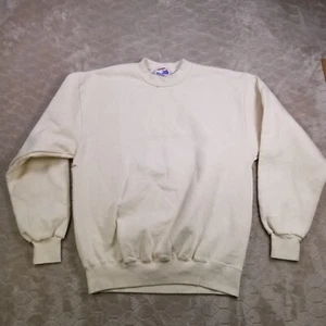 VTG Jerzees Blank Sweatshirt Men's Medium Cotton Super Sweats Tan Natural Look - Picture 1 of 11
