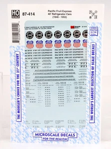 MICROSCALE HO SCALE 87-414 PACIFIC FRUIT EXPRESS 40 FT REEFER DECAL - Picture 1 of 1