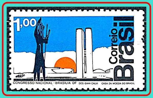 BRAZIL 1972 NAT.CONGRESS SC#1266 MNH CV$15.00 ARCHITECTURE, SCULPTURE, MILITARY - Image 1 of 1