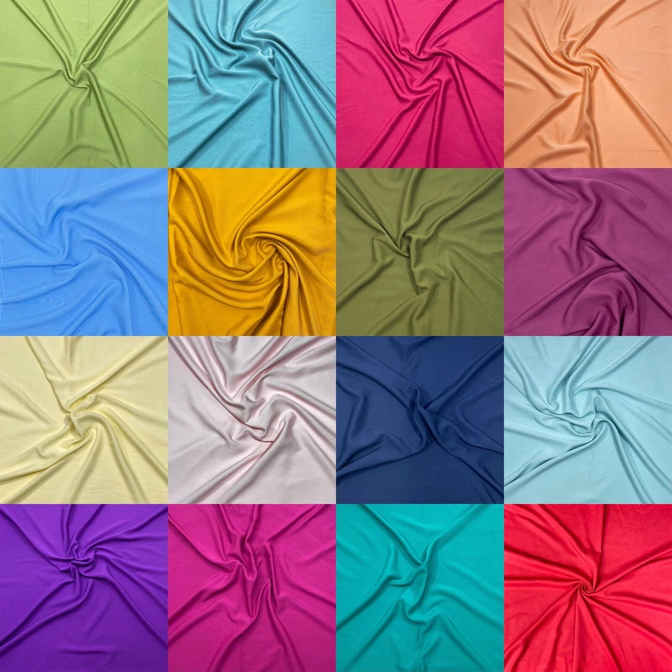 Dress Making Plain Viscose Fabric 55" Wide 23 Colours Available Soft Material - Image 1 of 1