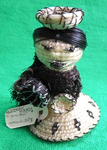 Tohono O’Odham DAME Rosshaar Korb Skulptur Kunst DONNA MENDEZ 2,1 cm hoch - Bild 1 von 8