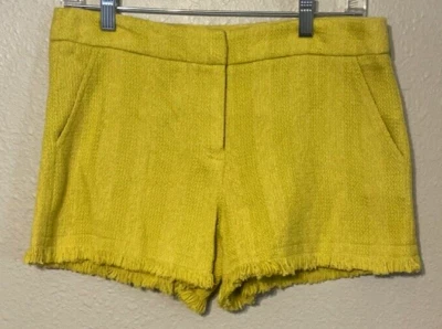 Pantalones Cortos Trina Turk Para Mujer Calce Regular Talla 4 Tweed Flecos Dobladillo Chino Amarillo Foto 1 de 4
