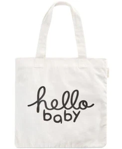 First Impressions White Hello Baby Graphic Cotton Tote Bag - Picture 1 of 1