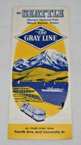 Folleto de viaje en autobús The Gray Line 1953 Tours of Seattle Views Olympic & Rainier - Imagen 1 de 5