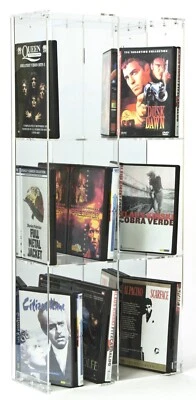 SORA Scaffale DVD Acrilico con Pannello Retro Riflettente fino a 64 Custodie DVD - Immagine 1 di 4