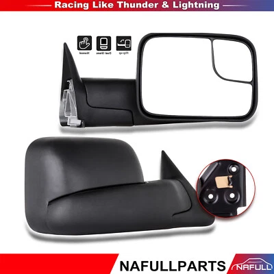Pair Towing Mirrors For 1994-01 Dodge Ram 1500 2500 3500 Pickup Manual Convex - Image 1 of 4