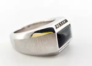 Sterling Silver 925 Black Onyx & Diamond Man's Ring Sz 10.5 Gents Jewelry .15ctw - Picture 1 of 7