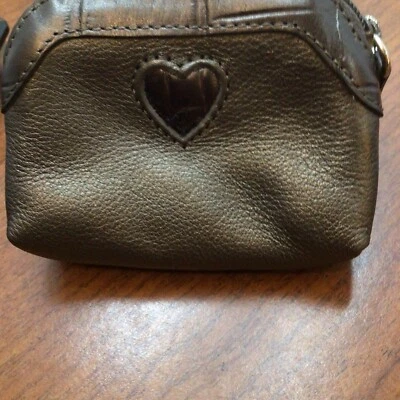 Cartera monedero vintage de cuero gris Brighton con cremallera superior - 3,5" x 4,5" Foto 1 de 4