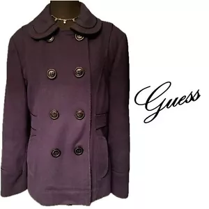 Guess Wool-Blend Fully Lined Double Breasted Navy Peacoat Coat Jacket Women’s L - Picture 1 of 14