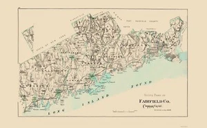 Mapa del condado - Condado de Fairfield South Connecticut - Hurd 1893 - 23 x 37,16 - Imagen 1 de 20