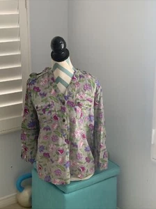Matilda Jane Livery Millie Women's Long Sleeve Gray Floral Ruffled Top sz S - Picture 1 of 5