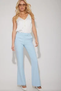 Generation Love Womens Lucca Crepe Pants 4 French Blue Flat Front Flare Business - Picture 1 of 7