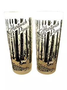 Lot of 2 Vintage Hartwick Pines Trees Frosted 16oz Ice Tea Drinking Glasses - Picture 1 of 7