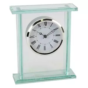 Glass Silver Bezel Mantel Clock 18cm By Widdop - Picture 1 of 1