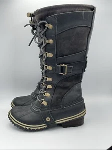 Sorel Damen Stiefel Größe 5,5 Conquest Carly Tall Schnee Wildleder groß Schnee schwarz 2033 - Bild 1 von 20