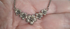 Vintage Silber Floral Kette Halskette Anhänger mit Kette 925 Italien 16" lang - Bild 1 von 7