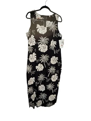 Vintage Hilo Hattie Hawaiian Aloha Dress Luau Black Tropical USA Size 20 New - Image 1 of 4