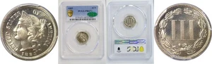 1883 Nickel Three Cent. - PCGS PR-67+ CAC - Picture 1 of 3