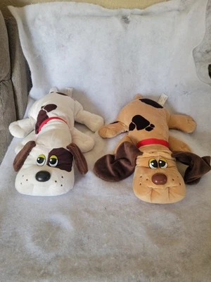 2 Hasbro Plush Pound Puppies 19" Brown & White Used - Image 1 of 4