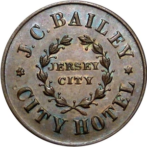 Ficha de la Guerra Civil de la Ciudad de Nueva York Jersey City Hotel J C Bailey Thos Bennett - Imagen 1 de 2