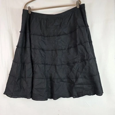 Soft Surroundings Mujer Falda Lino En Niveles Talla 3x Negro Foto 1 de 4