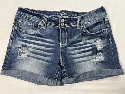 Pantalones Cortos de Jean Premium Vanity Collection Para Mujer Talla 30 Cremallera Cinco Bolsillos con Puños Foto 1 de 4