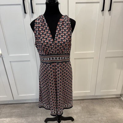 Vestido halter Max Studio elástico cuello en V azul marino rosa estampado floral talla grande Foto 1 de 4