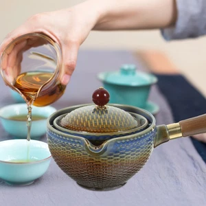  Ceramic Teapot Porcelain Tea Maker Teapot with Side Handle 360 Degree Rotation - Picture 1 of 12