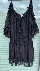 NEU Tunika Strandkleid -Boho-Kleid- 100 % Baumwolle -Schwarz -AA 80 cm Gr. 50/52 - Bild 1 von 7
