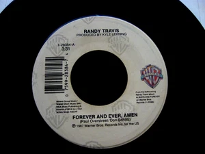 RANDY TRAVIS  45 Forever and Ever-Amen / Promises  VG+ VINYL   1987 WB - Picture 1 of 2