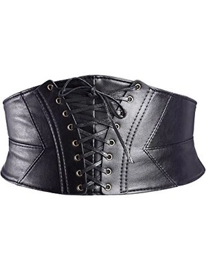EBOOT Elastic Wide Waist Belt Tied Corset Cinch Belt with Press Button, Black - Image 1 of 4