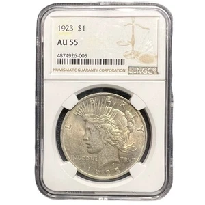 1923-P Peace Silver Dollar AU55 NGC - Picture 1 of 2