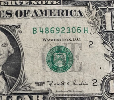 $1 ONE DOLLAR BILL Web Note 1995 B H Block Plate # 1 / 12 Experimental Press - Image 1 of 4