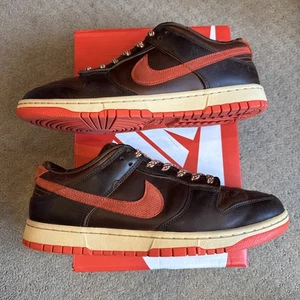 Size 11 - Nike Dunk Low Retro British Tan Picante Red Brown Sneakers - Picture 1 of 8