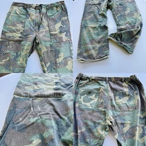 Vintage Camo BDU Pants XL Woodland Camo Drawstring Hem Zip Fly Workwear - Bild 1 von 16