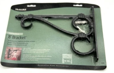 Suporte de parede de alumínio fundido preto 8” gancho plantas sinos de vento novo na caixa 2003 Holdall - Imagem 1 de 4