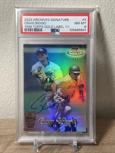 2023 Topps Arch. Sig. Ser. 1998 Topps Gold Label Craig Biggio AUTO 1/1 PSA 8 - Picture 1 of 2
