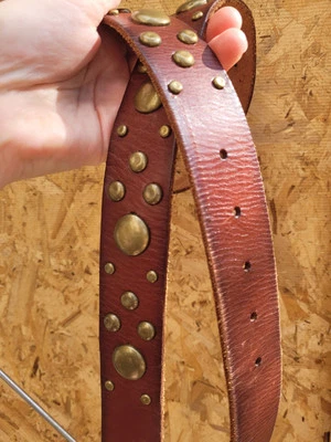 Cinturón de Cuero American Eagle Marrón Tachonado Latón - S/M Unisex Punk Rock Gótico  Foto 1 de 4