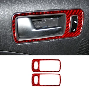 RHD Red Carbon Fiber Interior Door Handle Cover Trim For Ford Mustang 2005-2009 - Picture 1 of 12