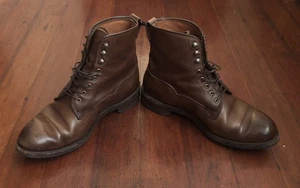 Allen Edmonds Men 8 3E Wide Sullivan Street Brown Leather Boots Dainite Sole - Picture 1 of 11