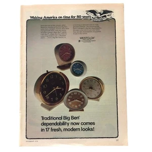 Westclox Big Ben Clocks Baby Ben Vintage Magazine Print Ad 1976 - Picture 1 of 2