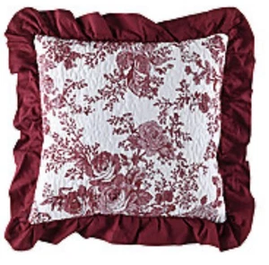 Laurel Manor Toile Garden Square Throw Red Multi 16” x 16” NWT - Picture 1 of 4